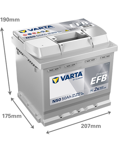 VARTA DYNAMIC EFB N50 12V 50Ah 550A - Borna Normala (dreapta +)