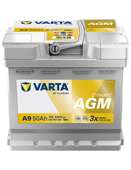 VARTA DYNAMIC AGM START-STOP A9 12V 50Ah 540A - Borna Normala (dreapta +)