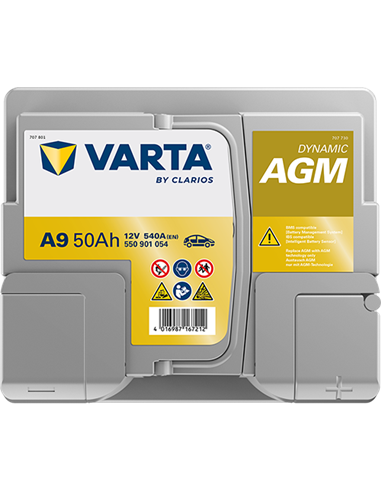 VARTA DYNAMIC AGM START-STOP A9 12V 50Ah 540A - Borna Normala (dreapta +)