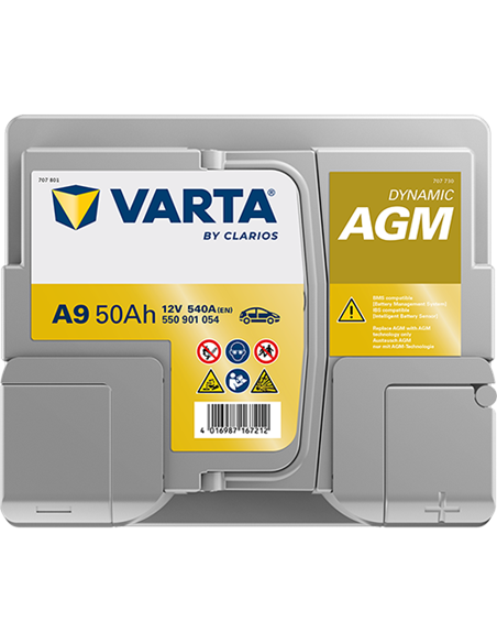 VARTA DYNAMIC AGM START-STOP A9 12V 50Ah 540A - Borna Normala (dreapta +)