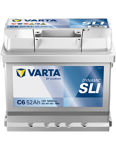 VARTA DYNAMIC SLI C6 12V 52Ah 520A - Borna Normala (dreapta +)