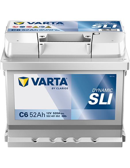 VARTA DYNAMIC SLI C6 12V 52Ah 520A - Borna Normala (dreapta +)