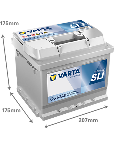 VARTA DYNAMIC SLI C6 12V 52Ah 520A - Borna Normala (dreapta +)