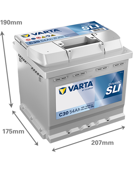VARTA DYNAMIC SLI C30 12V 54Ah 530A - Borna Normala (dreapta +)