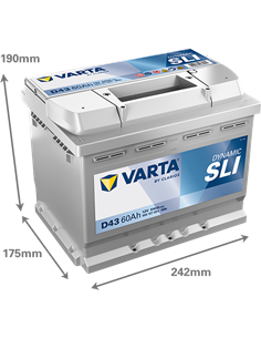 VARTA DYNAMIC SLI D43 12V 60Ah 540A - Borna Normala (dreapta +) 2