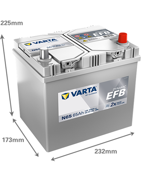 VARTA DYNAMIC EFB N65 12V 65Ah 650A - Borna Normala (dreapta +)