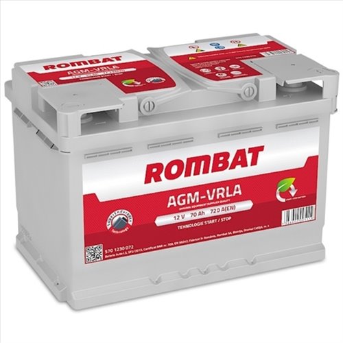 ROMBAT AGM START-STOP 12V 70Ah 720A - Borna Normala (dreapta +)