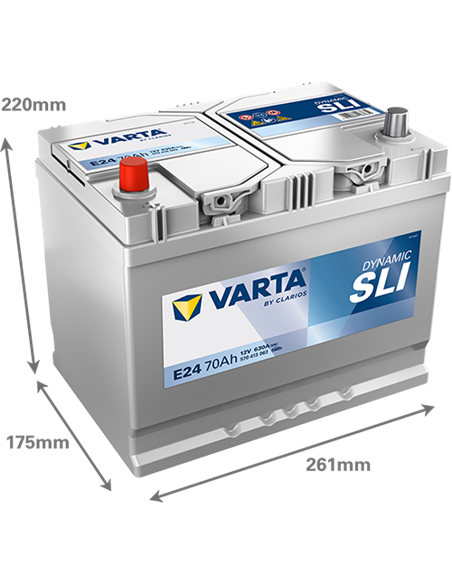 VARTA DYNAMIC SLI E24 12V 70Ah 630A - Borna Inversa (stanga +)