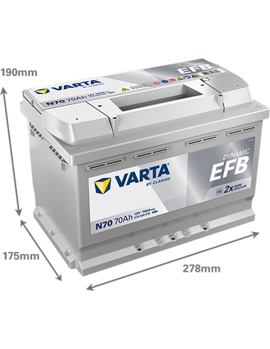 VARTA DYNAMIC EFB N70 12V 70Ah 760A - Borna Normala (dreapta +)