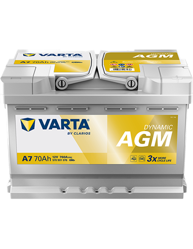 VARTA DYNAMIC AGM A7 12V 70Ah 760A - Borna Normala (dreapta +)