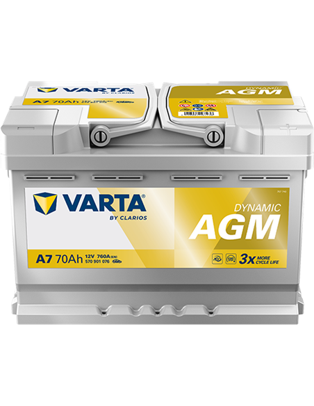 VARTA DYNAMIC AGM A7 12V 70Ah 760A - Borna Normala (dreapta +)
