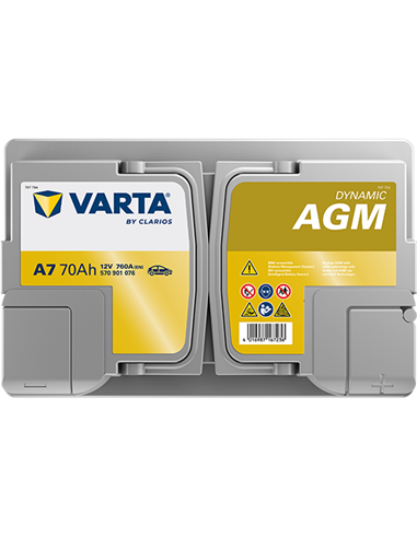 VARTA DYNAMIC AGM A7 12V 70Ah 760A - Borna Normala (dreapta +)
