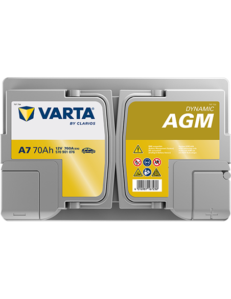 VARTA DYNAMIC AGM A7 12V 70Ah 760A - Borna Normala (dreapta +)