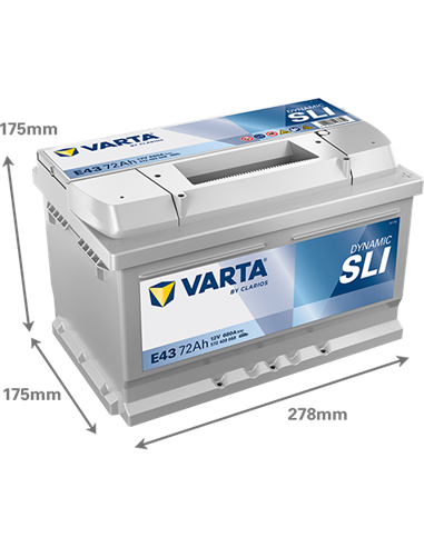 VARTA DYNAMIC SLI E43 12V 72Ah 680A - Borna Normala (dreapta +)