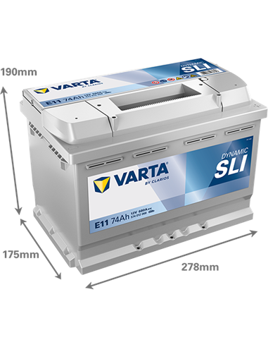 VARTA DYNAMIC SLI E11 12V 74Ah 680A - Borna Normala (dreapta +)