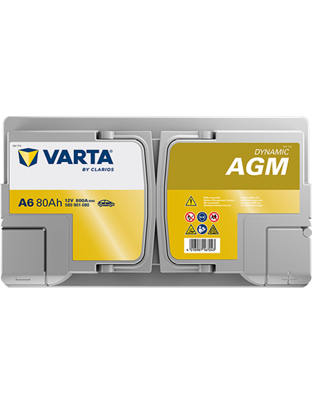 VARTA DYNAMIC AGM A6 12V 80Ah 800A - Borna Normala (dreapta +)