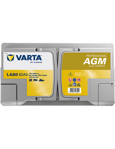 VARTA PROFESSIONAL AGM LA80 12V 80Ah 800A - Borna Normala (dreapta +)