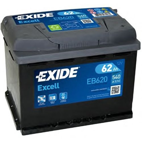 EXIDE EXCELL 12V 62Ah 540A - Borna Normala (dreapta +)