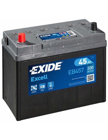 EXIDE EXCELL 12V 45Ah 330A - Borna Inversa (stanga +)