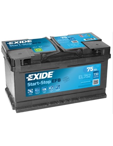 EXIDE EFB START STOP 12V 75Ah 730A - Borna Normala (dreapta +)