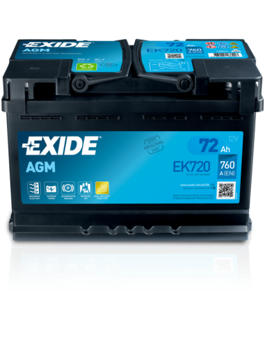 EXIDE AGM 12V 72Ah 760A - Borna Normala (dreapta +)