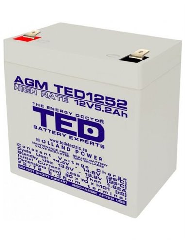 TED AGM VRLA HIGH RATE F2 12V 5.2Ah