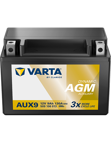 VARTA DYNAMIC AUX 12V 9Ah 130A - Borna Inversa (stanga +)